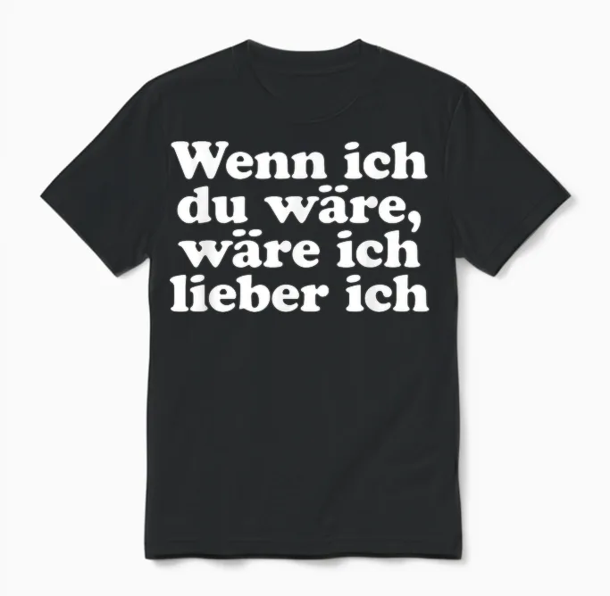 T-Shirt with German Text "wenn Ich Du Wäre Ich Lieber Ich Lustige Sayings" [wenn Ich, Black, S Unisex T-Shirt in Black