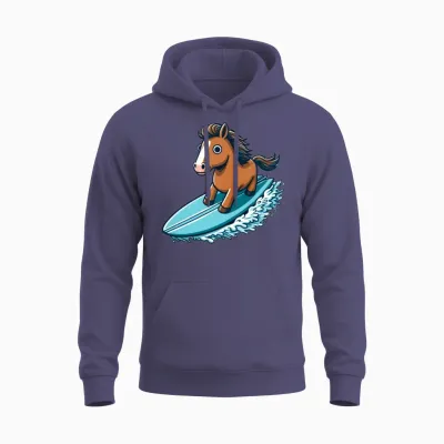 Horse Surfing Unisex Hoodie - Heather Sport Dark Navy