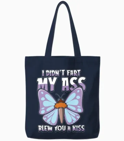 Butterfly Funny Tote Bags - Navy