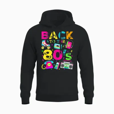 Back to 80's 1980s Vintage Style Eighties Retro Party Unisex Hoodie - Black