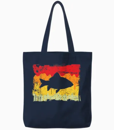 Fish Retro Tote Bags - Navy