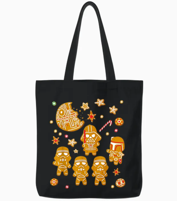 Star Wars Gingerbread Cookies Galactic Empire Holiday Tote Bags in Black