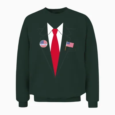 Donald Trump Suit and Tie Halloween Costume Long Sleeve Shirt, Black Unisex Sweatshirt - Forest