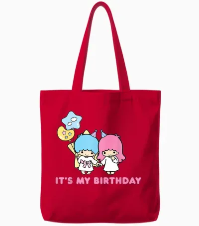 Little Twin Stars Its My Birthday Tote Bags - Red