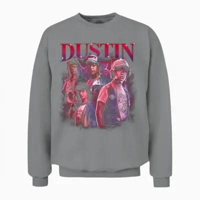 Stranger Things Dustin Heartthrob Officially Licensed Unisex Sweatshirt - Sport Grey