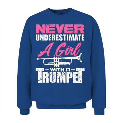 Trumpet Girl Funny Trumpet Player Marching Band Unisex Sweatshirt - Royal