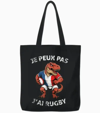 Je Peux Pas J'ai Rugby Player Rugby Lovers Sport Rugby Tote Bags - Black