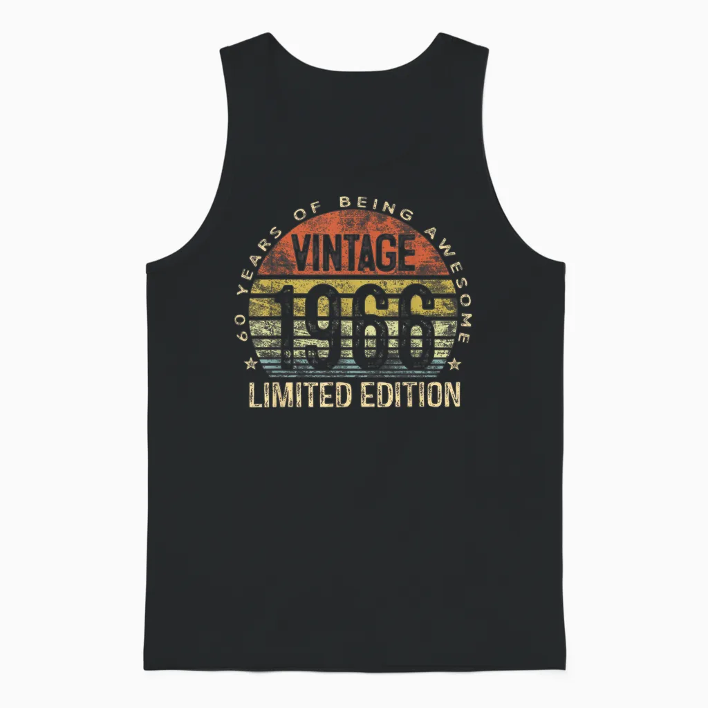 Vintage 1966 Limited Edition 60-Year-Old 60th Birthday Unisex Tank Top in Black