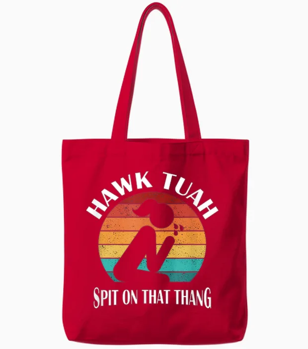 Hawk Tuah Tote Bags in Red