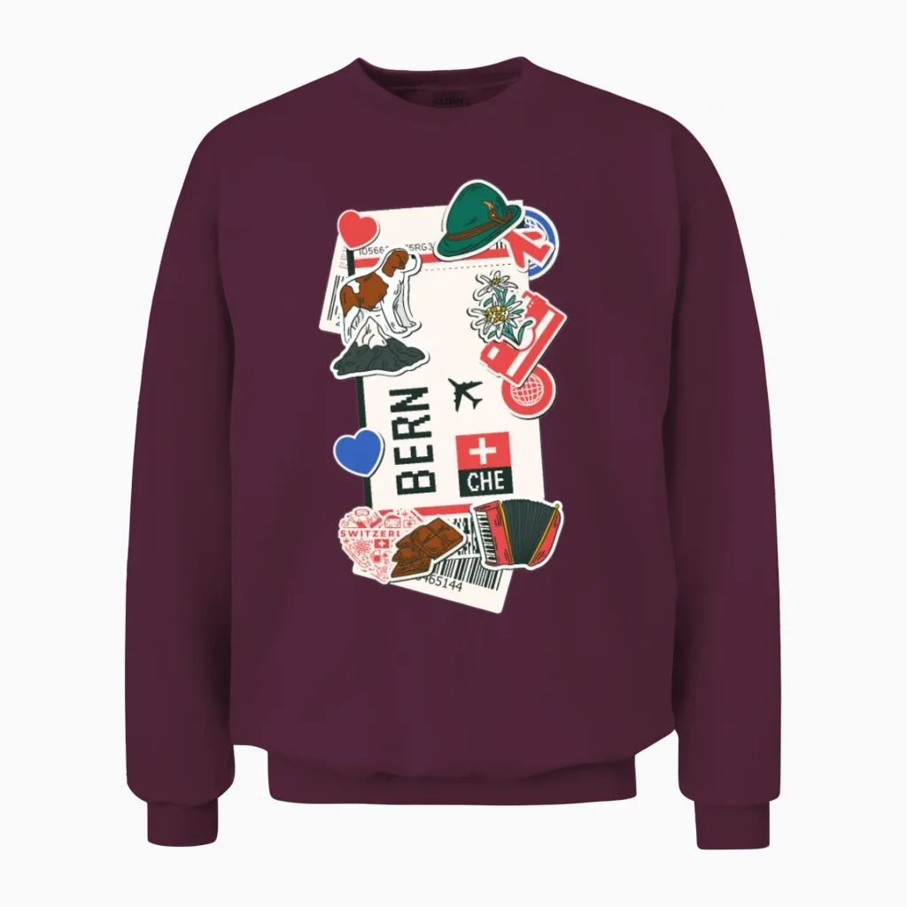 Bern Switzerland Swiss Unisex Sweatshirt in Maroon