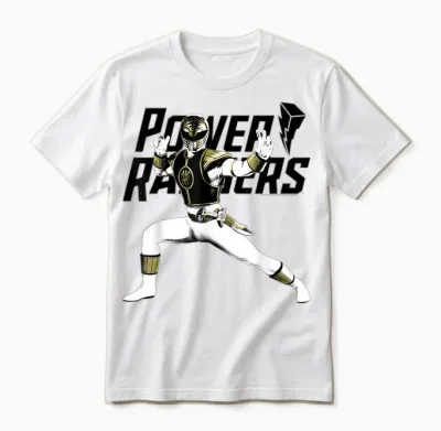 Power Rangers White Ranger Karate Action Pose Logo Unisex T-Shirt - White