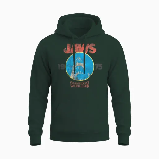 Jaws 1975 Bigger Boat Worldtour Unisex Hoodie in Forest