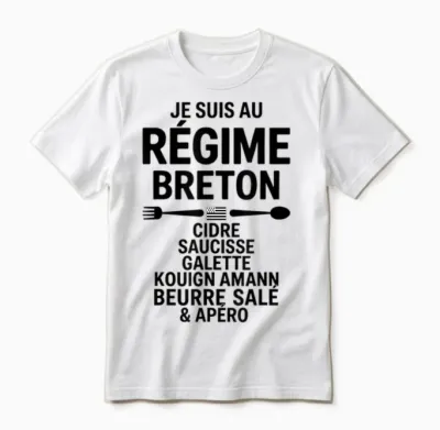 Diet Breton Humour Brittany Cider Sausage Galette Butter Unisex T-Shirt - White