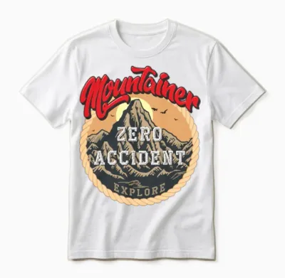Zero Accident Mountain Explore Badge Unisex T-Shirt - White