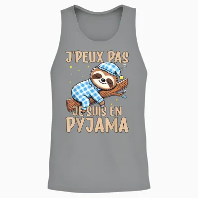 Lazy, J'peux Pas Je Suis En Pyjamas, Nightgown T-Shirt, Black, S Unisex Tank Top - Sport Grey