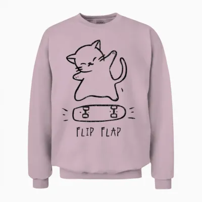 Hip Hop Cat Y2k Vintage Hipster Retro Edgy Streetwear Cat T-Shirt, Gray Unisex Sweatshirt - Light Pink