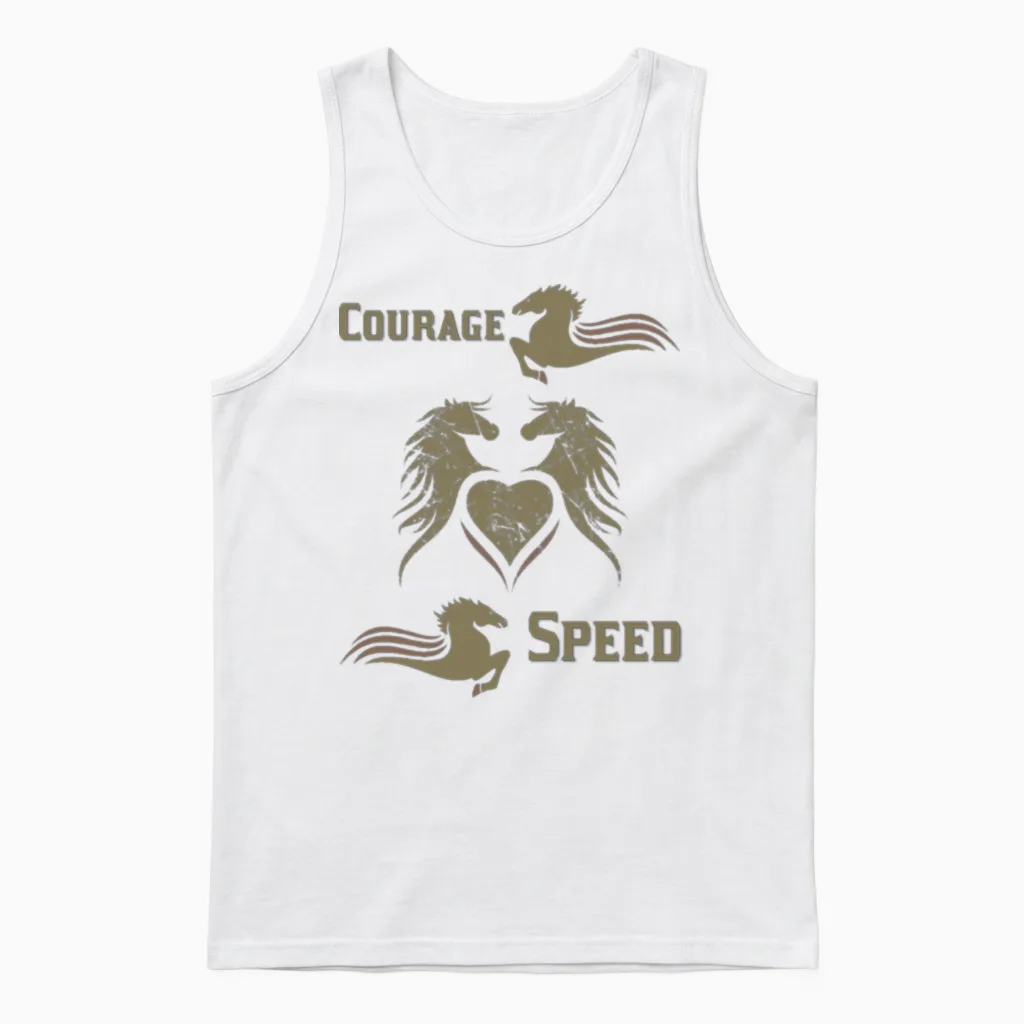 Horse Courage and Speed Lovers Gift Unisex Tank Top in White