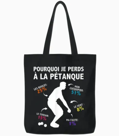 Why I Lose at La Pétanque Humor Statistics Tote Bags - Black