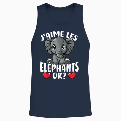 I Love the Elephants Ok? Cute Elephant T-Shirt, Black, S Unisex Tank Top - Navy