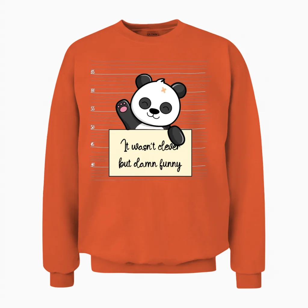 Panda Was Not Clever but Funny Unisex Sweatshirt in Orange