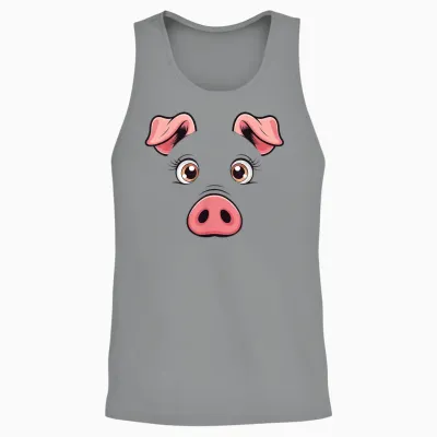 Pink Pig Face Costume for Adults, Children, Men and Women Unisex Tank Top - Sport Grey