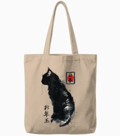 Japanese Ink Japan Lover Anime Manga Black Cat Ink Japan Cat Tote Bags - Natural