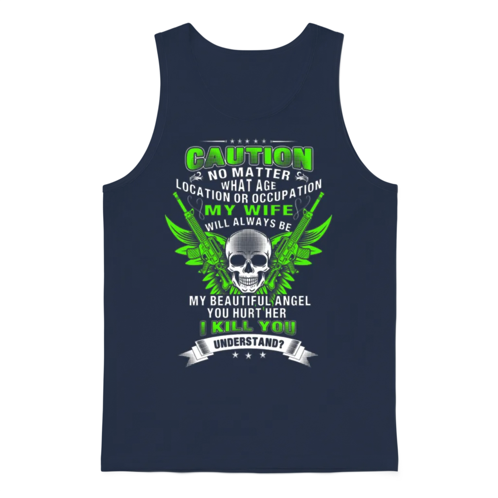 Army Wife - Hurt My Wife and I Will Kill You Unisex Tank Top - Navy