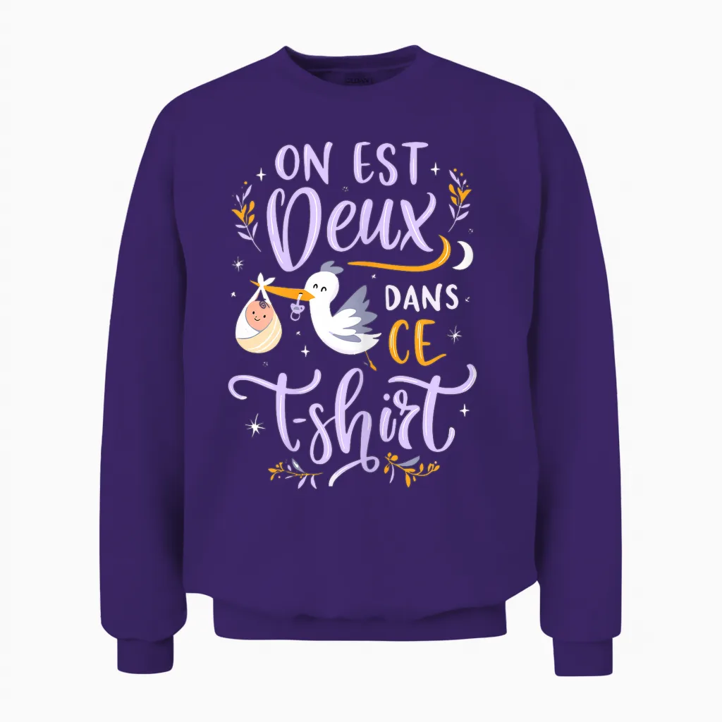 Pregnancy Announcement One Is Two in This Unisex Sweatshirt in Purple