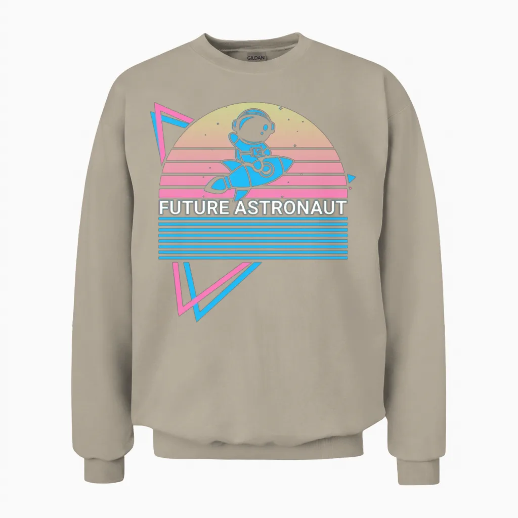 Astronaut Retro Unisex Sweatshirt in Sand