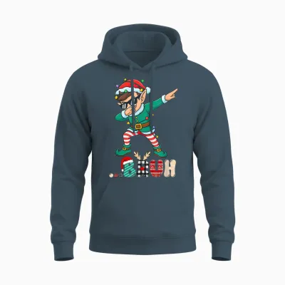 Bruh Dabbing Elf Funny Kids Boys Mens Christmas Matching Unisex Hoodie - Dark Heather
