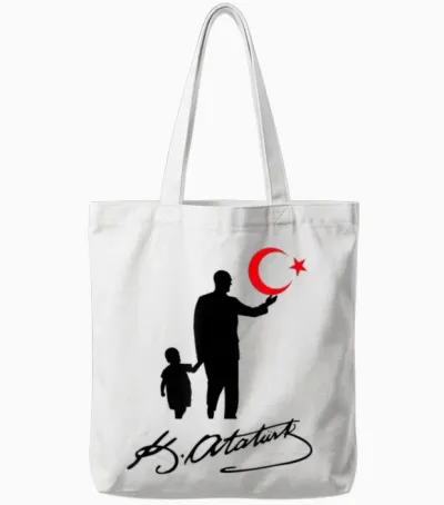 Mustafa Kemal Atatürk Türkische Flagge 23 Nisan Cocuk Bayrami Tote Bags - White