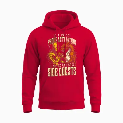 Je Ne Procrastine Pas, Je Fais Des Quêtes Secondaires Dragon Knight Unisex Hoodie - Red