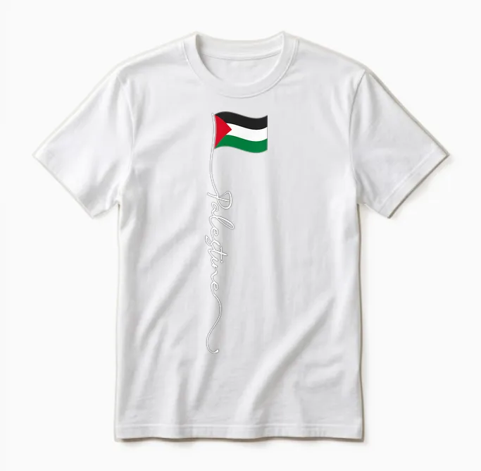 Palestine Flag Pride Unisex T-Shirt in White