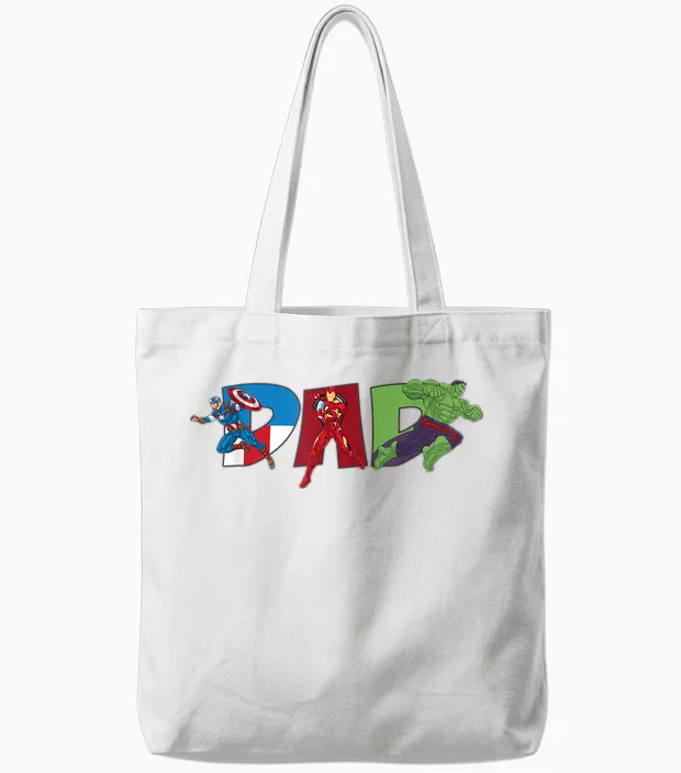 Marvel Avengers Trio Dad Father’s Day Family Trip Birthday Tote Bags in White