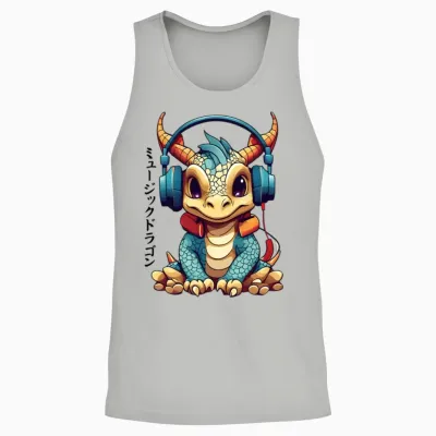 Japanese Music Dragon Unisex Tank Top - Ash