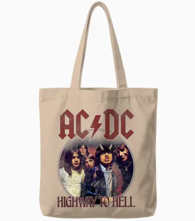 Offizielles Ac/dc Highway to Hell Kreis Band Hard Rock Tote Bags - Natural