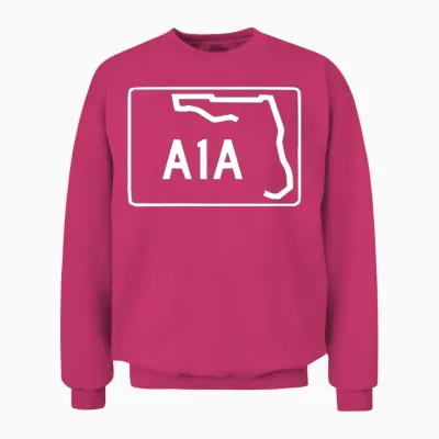Retro A1a Beachfront Avenue Florida State Unisex Sweatshirt - Heliconia