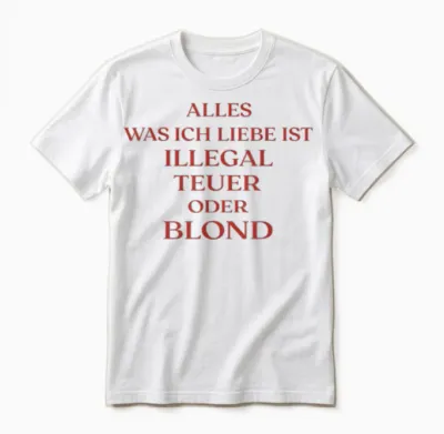 Alles Was Ich Liebe Ist Illegal Teuer Oder Blond - Männer Unisex T-Shirt - White