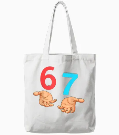 67 Six Seven 6 7 Kids 67 Teens Boys 6-7 Meme Hands 67 Funny Tote Bags - White