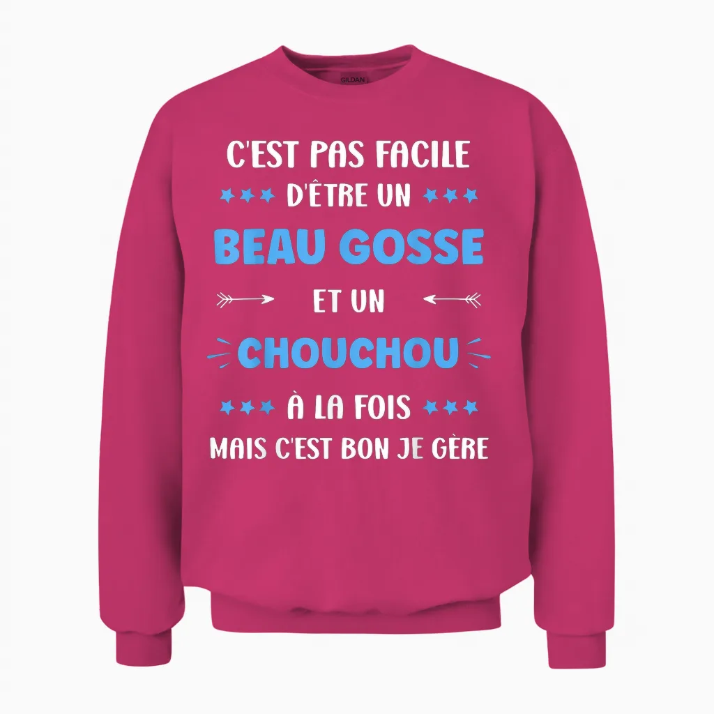 Beau Gosse Super Chouchou Boy Name Humour Chouchou T-Shirt, Black, S Unisex Sweatshirt in Heliconia
