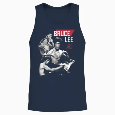 Bruce Lee Kung Fu Martial Arts Legend T-Shirt, Black, S Unisex Tank Top - Navy