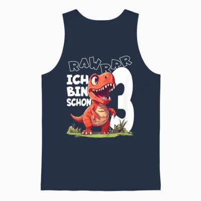 Kinder Ich Bin Schon 3 Jahre Alt, T-Rex 3. Geburtstag Dino Unisex Tank Top - Navy