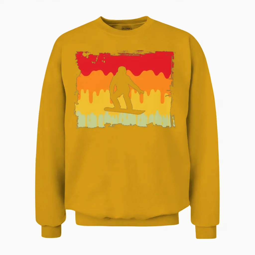 Snowboarding Retro Unisex Sweatshirt in Gold