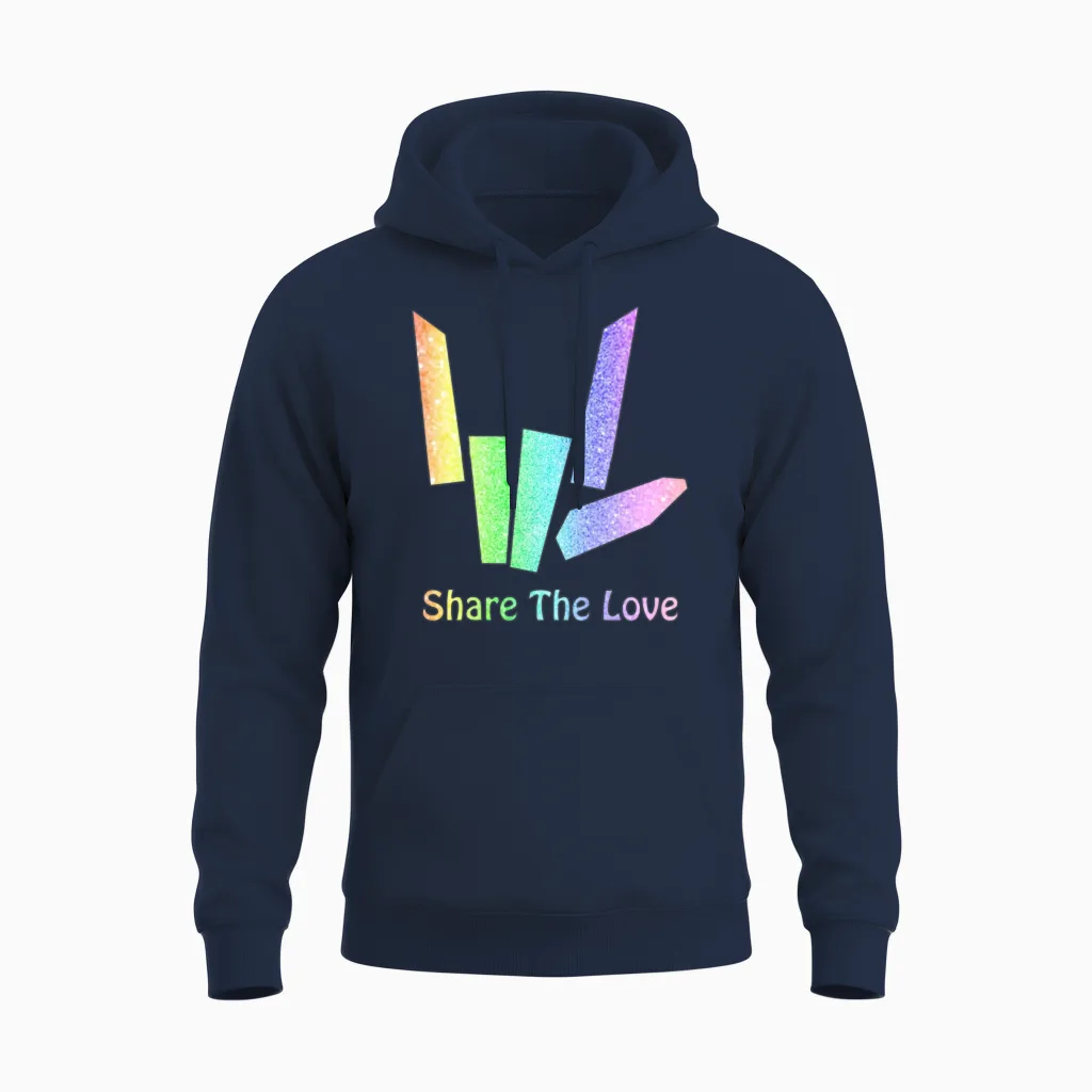 Rainbow Share the Love - Pride Unisex Hoodie in Navy