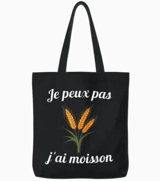 Je Peux Pas J'ai Harvest Gift Farmer Man T-Shirt, Black, S Tote Bags - Black