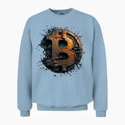 Bitcoin Design Vintage Btc Crypto and Bitcoin T-Shirt, Black Unisex Sweatshirt - Light Blue