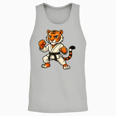 Tiger Karate Lustig Schwarzer Gürtel Jungen Mädchen Kinder Unisex Tank Top - Ash