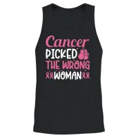 Cancer Picked the Wrong Woman Breast Cancer Unisex Tank Top - Black – 2