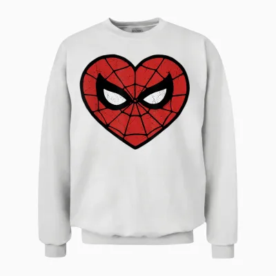 Marvel Spider-Man Heart Logo Valentine's Day T-Shirt Face Mask Unisex Sweatshirt - White