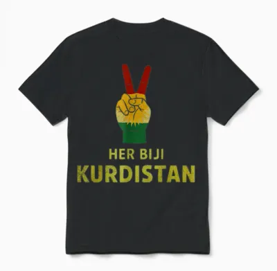 Her Biji Kurdistan Victory Sign Kurdish Unisex T-Shirt - Black
